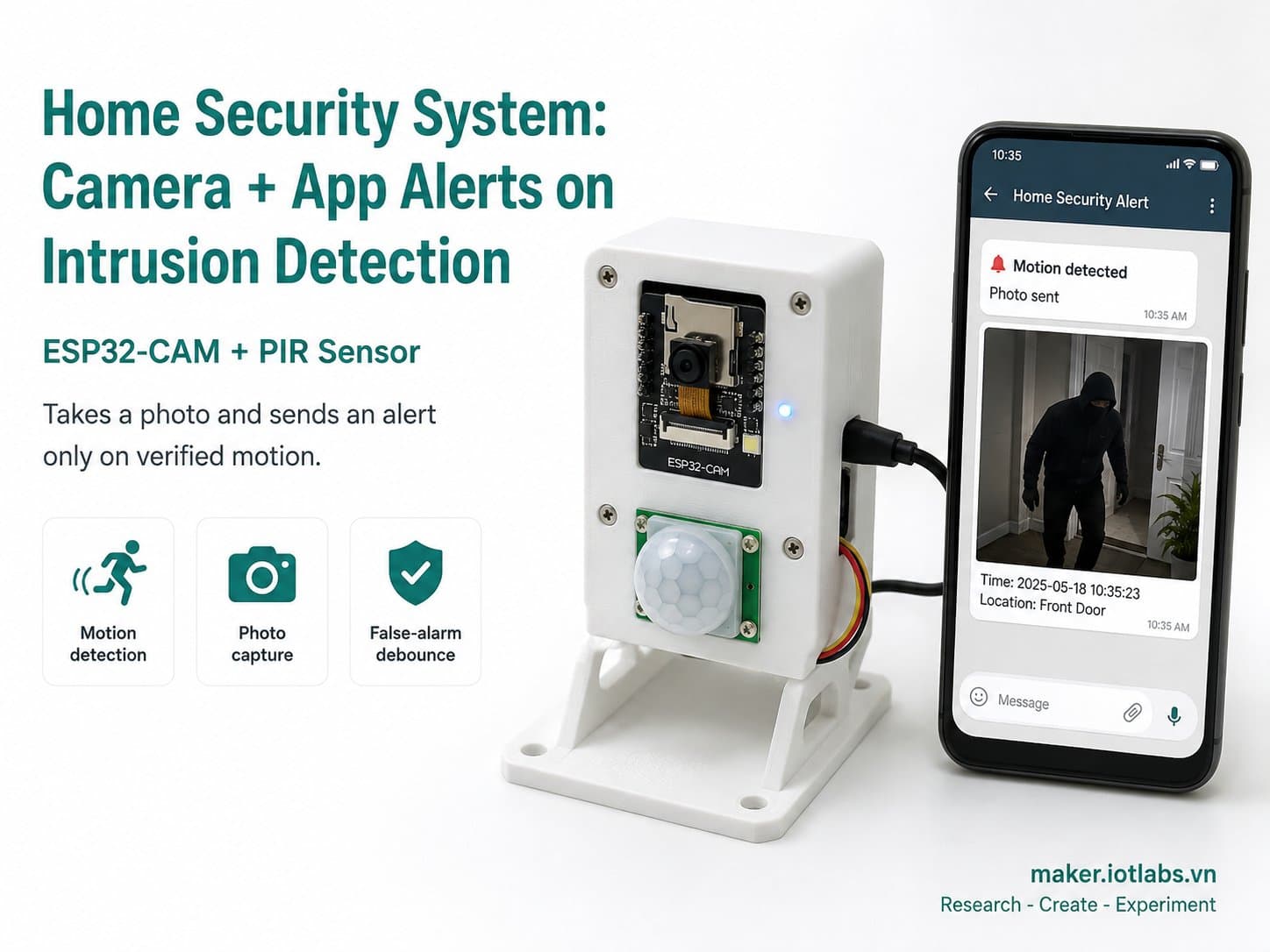 Home Security System: Camera + App Alerts on Intrusion Detection