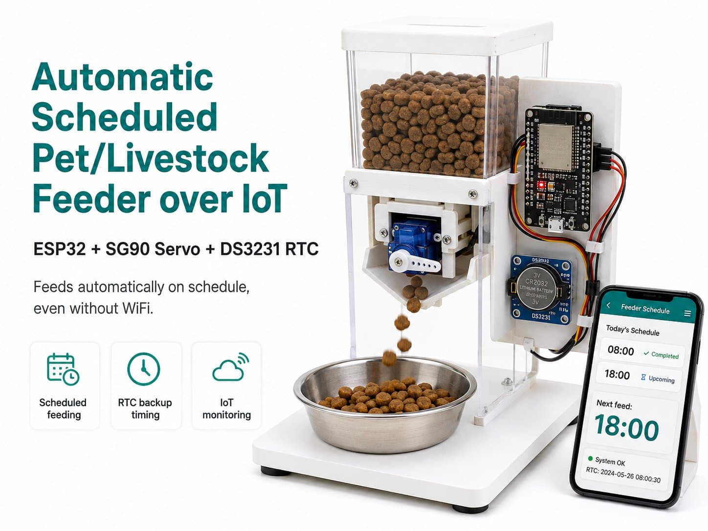Automatic Scheduled Pet/Livestock Feeder over IoT