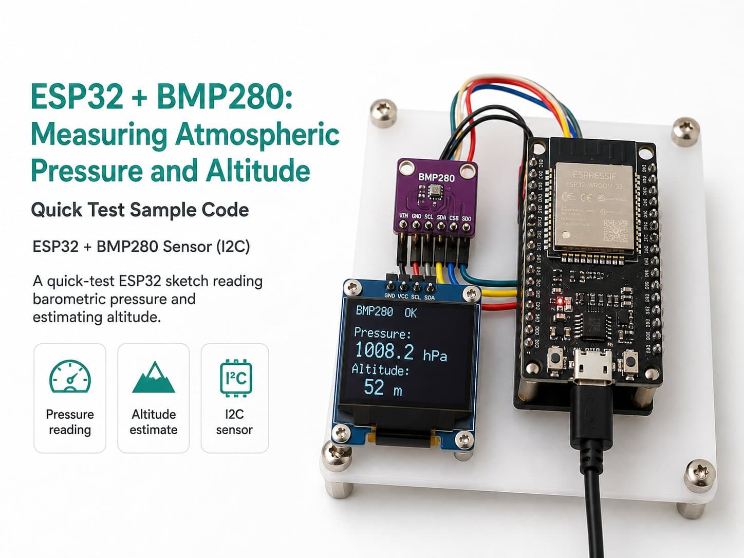 ESP32 + BMP280: Measuring Atmospheric Pressure and Altitude (Quick Test Sample Code)