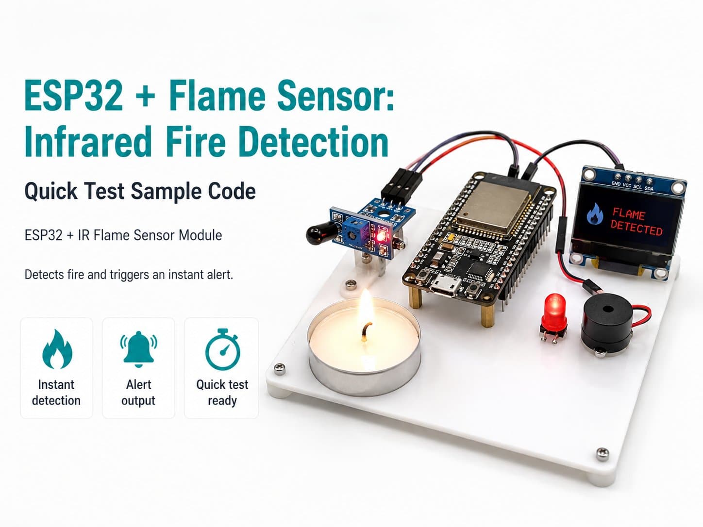 ESP32 + Flame Sensor: Infrared Fire Detection (Quick Test Sample Code)