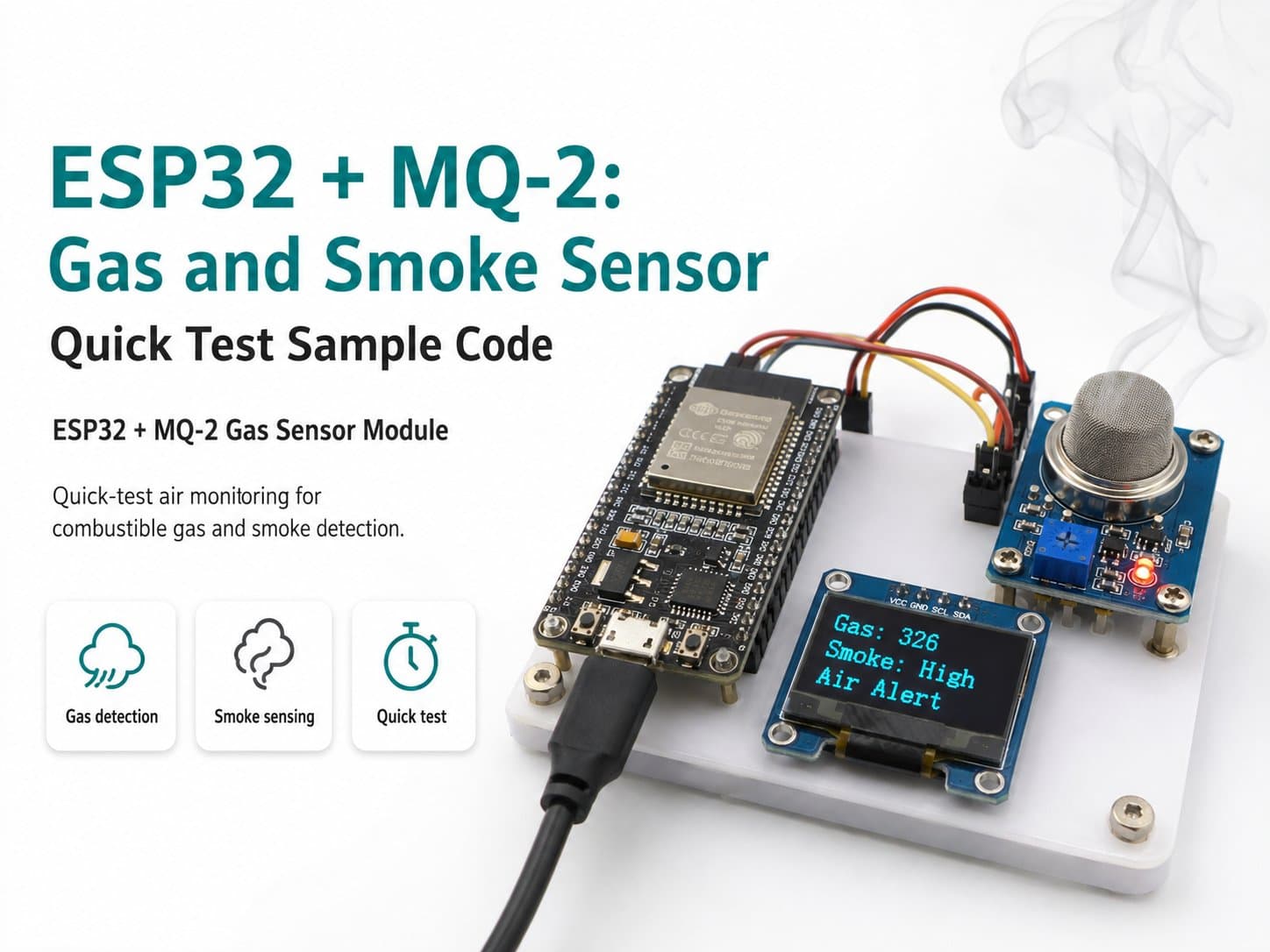 ESP32 + MQ-2: Gas and Smoke Sensor (Quick Test Sample Code)