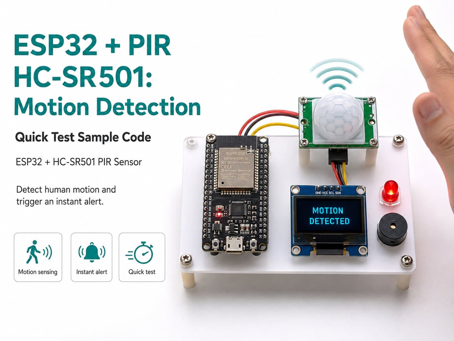 ESP32 + PIR HC-SR501: Motion Detection (Quick Test Sample Code)